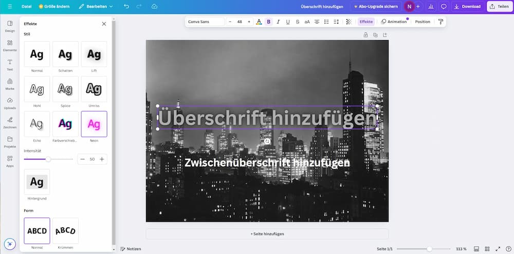 Canva UI